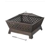 Hampton BayTipton 34.00 in. W Rubbed Bronze Steel Wood Outdoor Fire Pit with Screen and Poker Included MISSING ITEM (See Pictures and Description) - Retail: $179