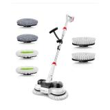 LAIFUCAMResidential Cordless Multi-Surface Floor Cleaning Mop in White with Adjustable Handle, LCD Screen, 2 in 1 Spin Scrubber - Retail: $263
