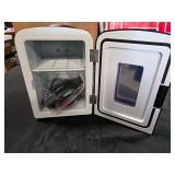 COWSAR7 in. 0.15 cu. ft. 4L LED Mini Refrigerator w/ Portable Cooler for Bedroom, Office, Car, Skincare, Drinks, in Black - Retail: $65