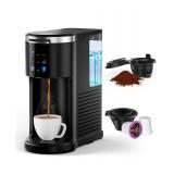 COWSARCoffee Machine 2-in-1 Single Serve Cup Drip Coffee Maker, for K-Cup Coffee Capsule Pod, Coffee Powder in Black - Retail: $94