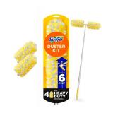 SWIFFER COMBINATION PACK Swiffer Dusters 6ft Dusting Kit with 4 Heavy Duty Dusters ANDSwiffer Sweep + Mop Deluxe Sweeping Kit with Collapsible, Durable Pole, 5 Dry Sweeping Cloths And 3 Wet Mopping Cl