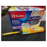 CLEANING BUNDLE O-Cedar RinseClean Deep Clean Microfiber Spin Mop, Clean with Clean Water (The Home Depot Exclusive) AND Swiffer 360 Super Extendable 6 ft Handle Heavy Duty Microfiber Duster Starter K