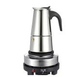 WILL 200450ml Portable Espresso Coffee Maker Moka Pot Stainless Steel with Electric stove Filter Percolator Coffee Brewer Kettle Pot (200ml) - Retail: $28