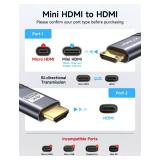 JSAUX Mini HDMI to HDMI Cable 15FT, [Aluminum Shell, Braided] High Speed 4K 60Hz HDMI 2.0 Cord, Compatible with Camera, Camcorder, Tablet and Graphics,Black - Retail: $19