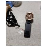 Handheld Portable Turbo Fan with Ice Cooler, Speed (1-199) 5500mAh Rechargeable Personal Fan,[20H Cooling Time] Mini Yet Powerful [20000 RPM] Small Pocket Fans for Travel/Outdoor/Office, Gold Black - 