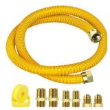Flex Gas Line, Gas Dryer Connector Kit, Stove/Water Heater/Dryer Gas Line with Connectors 1/2" MIP 1/2"FIP 3/4"MIP, 5/8 in.OD(1/2 in. ID Coated Corrugated Stainless Steel Tubing - Retail: $29