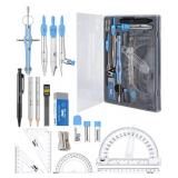 Mr. Pen- Geometry Set, 15 pcs, Blue, 6 Inch Swing Arm Protractor, Divider, Set Squares, Ruler, Compasses and Protractor - Retail: $13