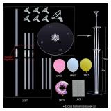 Donut Table Centerpiece Balloons Stand Kit 2 Sets with 2 Doughnut Foil Balloons and 14 Latex Pastel Balloons for Donut Time Decoration Birthday Party Wedding Baby Shower Party Decoration - Retail: $16