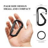 Carabiner Clip - Heavy Duty Iron Carabiners 800lbs Carabeaner D Ring Shape,Key Chain Clip Hook,Keychain Clip,Multipurpose for Camping, Hiking,Backpacking or Other Outdoor Activities, Black. - Retail: 
