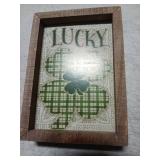 Lucky Shamrock Wooden Box Sign - Retail: $12
