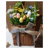 Easter Basket Floral Arrangement with Speckled Eggs - Retail: $35