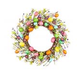Easter Egg Spring Wreath with Wildflowers - Retail: $45