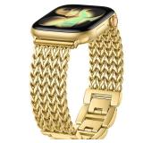 SNBLK Metal Band Compatible with Gold Apple Watch Bands for Women 40mm 41mm 42mm 38mm 44mm 45mm 46mm, Dressy Stainless Steel Link Bracelet, Designer Strap for iWatch Series 11/SE/10/9/8/7/6/5/4/3/2/ -