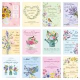 Motiskyy 24 Pack Christian Get Well Cards with Envelopes and Stickers Religious Get Well Greeting Cards Bulk with Scripture Encouragement Blessing 4.5 x 6.2 Inch (Watercolor Flowers) - Retail: $12
