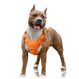 BARKBAY No Pull Dog Harness Large Reflective Dog Harness with Front Clip and Easy Control Handle for Walking Training Running with ID tag Pocket(Orange,L) - Retail: $29