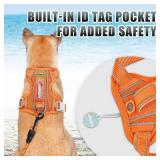 BARKBAY No Pull Dog Harness Large Reflective Dog Harness with Front Clip and Easy Control Handle for Walking Training Running with ID tag Pocket(Orange,L) - Retail: $29