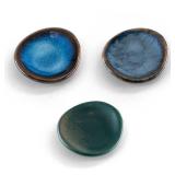 Louyebh Small Ceramic Spoon Rest 3PCS for Coffee Tea Spoon Kitchen Counter Dining Table Decor, Stable Glaze Sauce Tray Porcelain Utensil Spoon Holder for Stove Top Coffee Bar Easy Clean (Orbicular-1) 