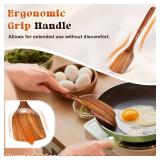 2Pcs Wooden Spatula, Acacia Solid & Slotted Turner Spatula Set, Long Handle Flat Frying Spatulas, Ideal Kitchen Gift for Mother and Grandma, Kitchen Utensils Set for Cooking, Frying, Baking - Retail: 