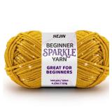 120g Gold Sparkle Yarn for Crocheting and Knitting; 120m(144yds) for Beginners with Easy-to-See Stitches; Worsted-Weight Medium #4; Yarn for Beginners Crochet Kit Making - Retail: $12