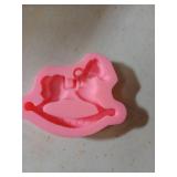 Rocking Horse Cake Fondant Mold, Wooden Horse Ride on Silicone Chocolate Candy Mold Sugar Craft DIY Baby Shower Cake Decorating Tool Soap Plaster of Paris Mold - Retail: $9