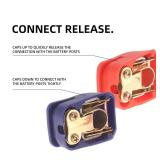 MELIFE Battery Terminal Connector, 2 Pair Universal Quick Release Battery Clamps, Top Post Battery Terminals for Car Caravan Boat Moto and More, Red (+) and Blue (-) - Retail: $10