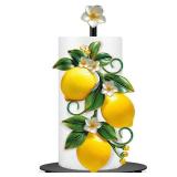 Thyle Lemon Paper Towel Holder with Round Base Lemon Bathroom Decor Rustic Housewarming Gifts Dispenser Kitchen Paper Holder Stand for Christmas Yellow Countertop Toilet Home Accessories - Retail: $23