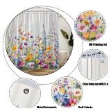 Watercolor Floral Shower Curtain Colorful Flower Botanical Rustic Spring Blossom Wildflower Plant Fabric Bathroom Decor Sets with Hooks - Retail: $16