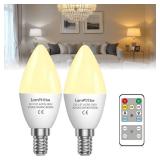 E12 LED Candelabra Light Bulbs 40 Watt Equivalent with Remote Control,Dimmable Type B Bulbs with 3 Color Temperatures & Timer Memory,4W B11 C37 Candle Small Base for Ceiling Fan,Chandelier,Night Light