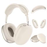Silicone Case Cover for AirPods Max Headphones Anti-Scratch Ear Cups Cover/Ear Pad Case Cover/Headband Cover 3 in 1 Accessories Silicone Protector for Apple AirPods Max Starlight - Retail: $12