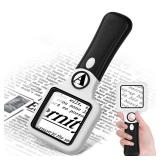 Compact Magnifying Glass with Lights,45X 10X Small Handheld Lighted Magnifier, 3 LED Light Magnifying Glass for Reading Small Prints & Low Vision Seniors Rectangle 1PACK - Retail: $9