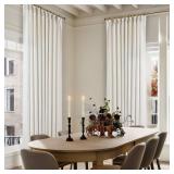 Extra Wide 60 Inch Width Pinch Pleated Curtains 96 Inch Length for Living Room Thick Linen Boho Curtain Memory Shape Light Filtering Privacy for Bedroom Large Windows Hooks Rings Cream 1 Panel 60x96 -