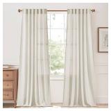 StangH Linen Blended Semi Sheer Curtains for Living Room, Cream Breathable Privacy Bedroom Drapes Light Diffusing Neutral Farmhouse Decor for Office Dining Room, W55 x L90, 2 Panels - Retail: $28