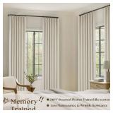 100% Black Out Curtains 80 Inch Length 2 Panels Pinch Pleated Back Tab Cream Beige Heat Blocking Window Boho Farmhouse Living Room Darkening Curtains Neutral Linen Blackout Drapes for Bedroom - Retail