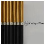 Gold Black Velvet Curtains for Living Room 84 Inches 2 Panels Set Window Treatment Vintage Curtain Embroidered Floral Drapes Retro Blackout Curtains - Retail: $45