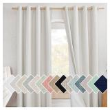 NICETOWN 100% Absolutely Blackout Linen Curtains with Thermal Insulated White Liner, Ivory, 52" Wide, 2 Pieces, Privacy Vertical Window Drapes for Office Laundry Living Room Windows 84 inch Long - Ret