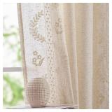 jinchan Belrose Linen Curtains for Bedroom Floral Curtains 84 Inch Length Linen Blend Ivory Embroidered Drapes Farmhouse Flower Patterned Drapes for Living Room Window Treatments Set 2 Panels - Retail
