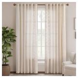 jinchan Belrose Linen Curtains for Bedroom Floral Curtains 84 Inch Length Linen Blend Ivory Embroidered Drapes Farmhouse Flower Patterned Drapes for Living Room Window Treatments Set 2 Panels - Retail