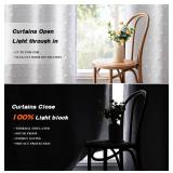 MYSKY HOME 100% White Blackout Curtains for Living Room Bedroom 84 Inches Long Total Light Blocking Drapes for Girls Room Thermal Insulated Curtains with Pom Pom Sheer Grommet Set of 2, 52W x 84L - Re