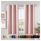 MIULEE Baby Pink Blackout Curtains - Bedroom Window Treatment Curtains Thermal Insulated Room Darkening Drapes for Living Room Kitchen Grommet Top Light Blocking Drapery, 40 x 54 Inches Long, 2 Panels