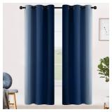 SimpleHome Ombre Room Darkening Curtains for Living Room, Light Blocking Dark Blue to Greyish White Thermal Insulated Grommet Window Curtains/Drapes for Bedroom, 2 Panels, 42x72 inches Length - Retail