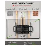 Full Motion TV Wall Mount Bracket for Most 32-85 inch TVs,TV Mount with Dual Articulating Arms,Tilt/Swivel/Extension/Leveling,Fits 8 12 16" Studs,Max VESA 600x400mm, Holds up to 132lbs - Retail: $34