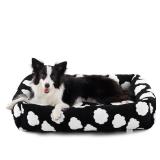 JOEJOY Medium Dog Bed Medium Size Dog, Rectangle Washable Orthopedic Pet Bed with Removable Zipper Cover, Cute Soft Calming Puppy Pet Bed with Jacquard Shaggy Plush & Non Skid Bottom - Retail: $40
