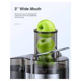 Qcen Juicer Machine, 800W Centrifugal Juicer Extractor with Wide Mouth 3" Feed Chute for Fruit Vegetable, Easy to Clean, Stainless Steel, BPA-free (Black) - Retail: $56