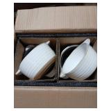 LE TAUCI Soup Bowls with Handles, 20 oz French Onion Soup Crocks, Soup Bowl Oven Safe for Chili, Beef Stew, Ceramic Bowl Set - 5.5 Inch, Set of 4, Arctic White - Retail: $37
