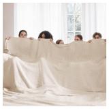 Bedsure Gentlesoft 100% Cotton Large Blanket Oversized King for Bed - Breathable Thick Waffle Weave Blanket for Summer, Couch Cover, Light Beige, 120x94 inches - Retail: $85