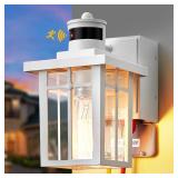 Myhaptim Porch Lights with GFCI Outlet,Dusk to Dawn Motion Sensor Outdoor Lights,3 Lighting Modes White Front Door Light Waterproof Exterior Light Fixture,Outside Lamp for House Patio Garage - Retail: