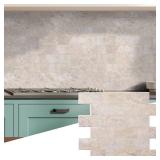 Peel and Stick Tile Backsplash 12\"X12\" PVC Wall Tiles, Stick on Backsplash for Kitchen, Bathroom Tile, Fireplace DÃ©cor, Laundry Table, Stair Decals in Beige Stone Rocks20 pack - Retail: $65
