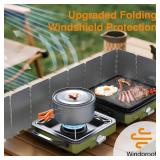 ODSD 2 Burner Camping Stove with Windshield, 20000 BTU Propane Camp Stove, Portable Folding Gas Stove, Camping Essentials Gear Includes Frying Pan, Coffee Stand & Carry Bag, Green - Retail: $110