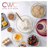COOK WITH COLOR 12 Pc Glass Mixing Bowl Set with Lids Borosilicate Glass Nesting Bowls for Cooking, Baking and Meal Prep, Fluted Rose - Retail: $40