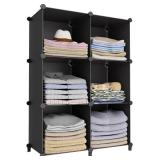Storage Organizer, Closet Organizer Storage Cabinet Shelf Bookcase Bookshelf with Metal Hammer, Storage Cubes Organizer Cabinet for Kids, Closet, Bedroom, Bathroom(11.8x11.8x11.8 inch)Black 6 cube - R
